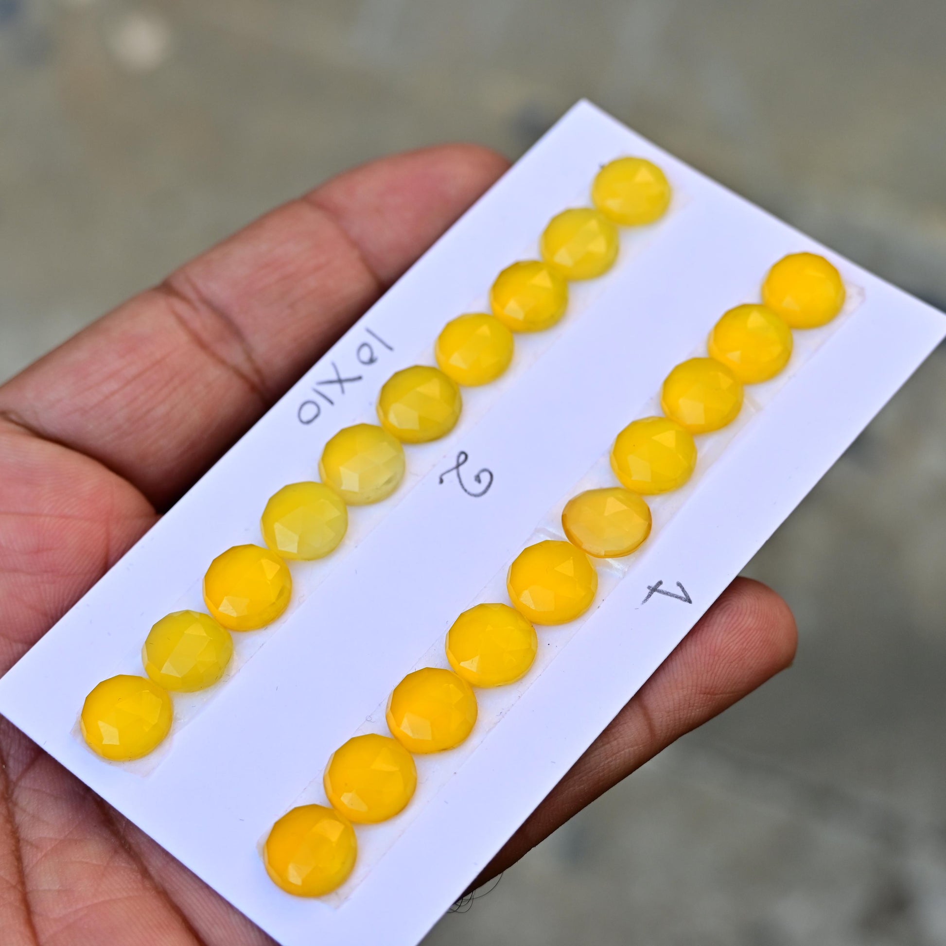 10 pcs Natural Yellow Chalcedony Rosecut Cabochon 10mm Round Shape Calibrated Flat back Super Fine Quality Cabochon for Making Jewelry