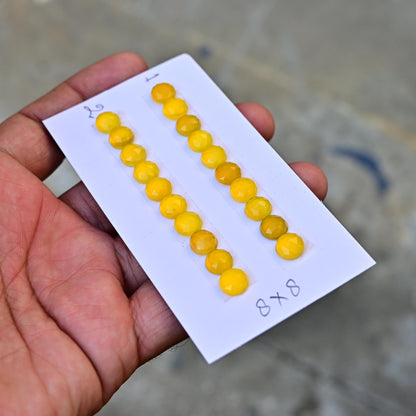 10 pcs Natural Yellow Chalcedony Rosecut Cabochon 8 mm Round Shape Calibrated Flat back Super Fine Quality Cabochon for Making Jewelry