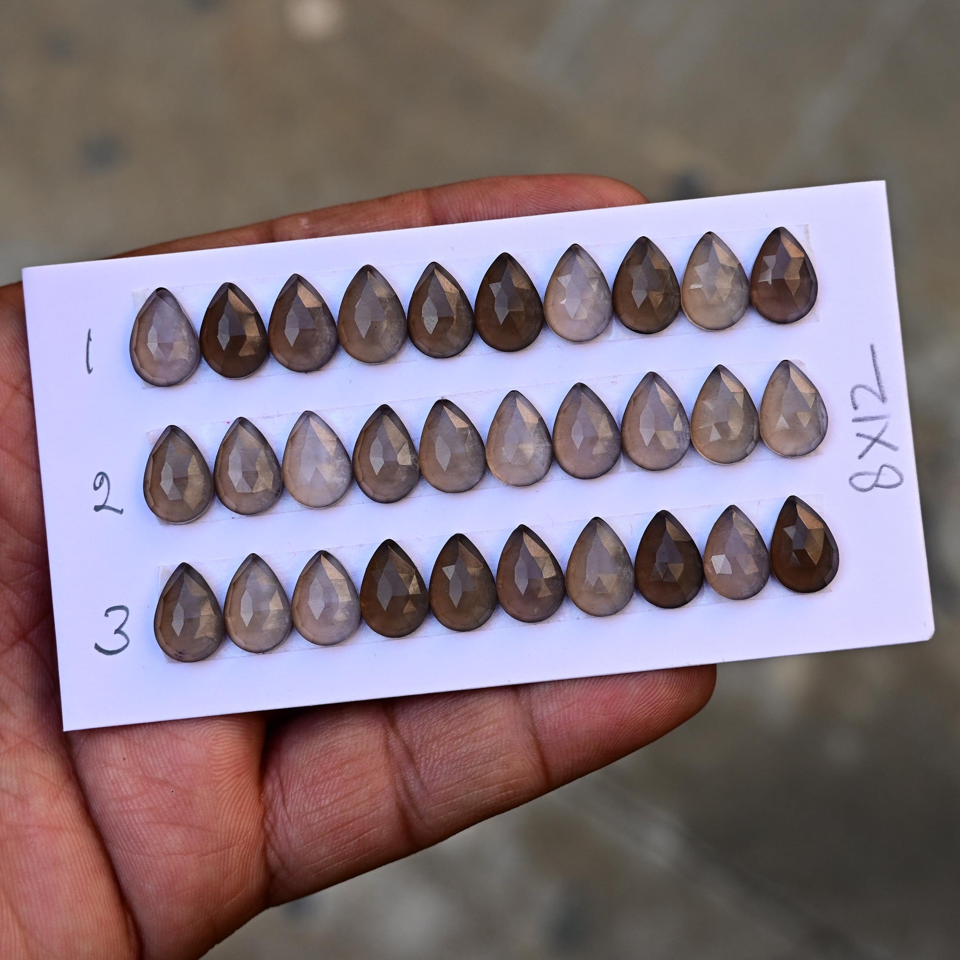 10 pcs Smoky Quartz Cabochon CALIBRATED Tear Drop Shape 8x12mm Quartz Flat back Super Fine Quality Semi Precious Gemstone for Making Jewelry