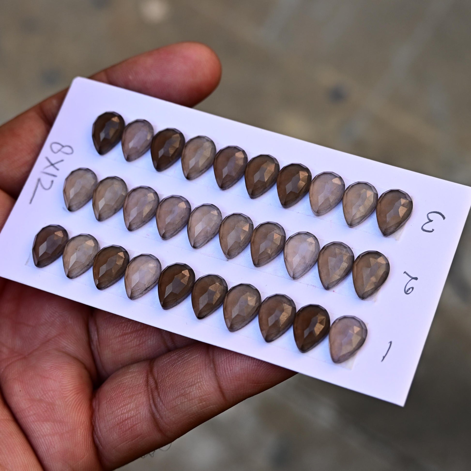 10 pcs Smoky Quartz Cabochon CALIBRATED Tear Drop Shape 8x12mm Quartz Flat back Super Fine Quality Semi Precious Gemstone for Making Jewelry