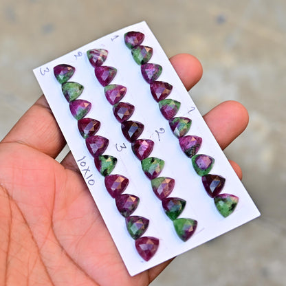 10 pcs Natural Ruby Zoisite Rosecut, Top Quality 10x10mm Trillian Calibrated Shape Stone, Ruby Zoisite Gemstone for Making Jewelry