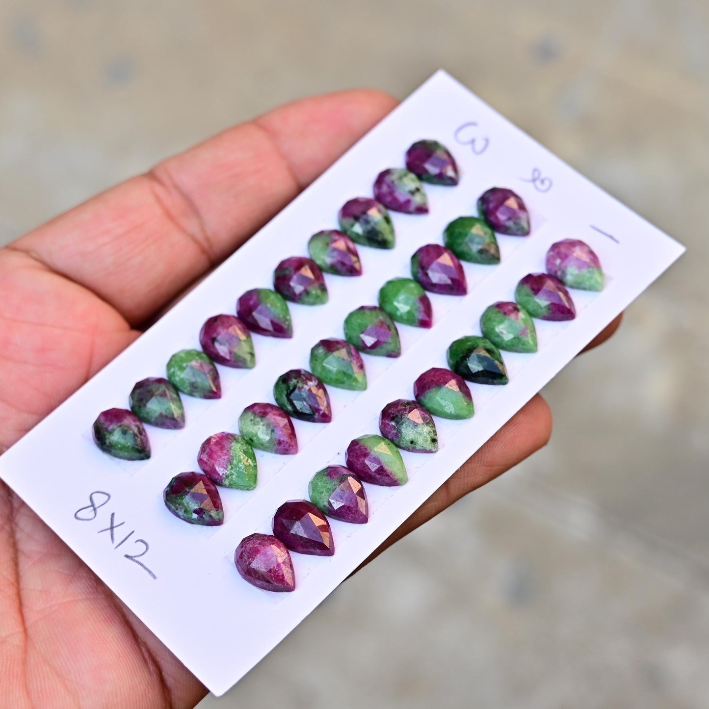 10 pcs Natural Ruby Zoisite Rosecut, Top Quality 8x12mm Tear Drop Calibrated Shape Stone, Ruby Zoisite Gemstone for Making Jewelry