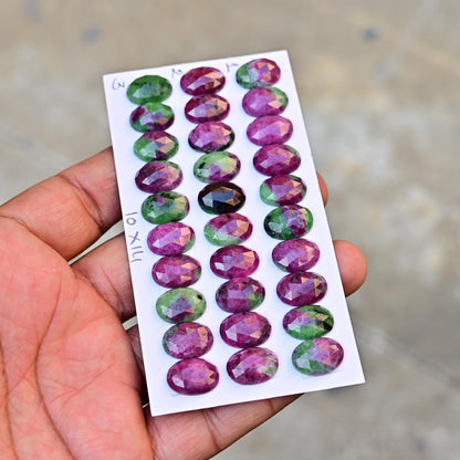 10 pcs Natural Ruby Zoisite Rosecut, Top Quality 10x14mm Oval Calibrated Shape Stone, Ruby Zoisite Gemstone for Making Jewelry