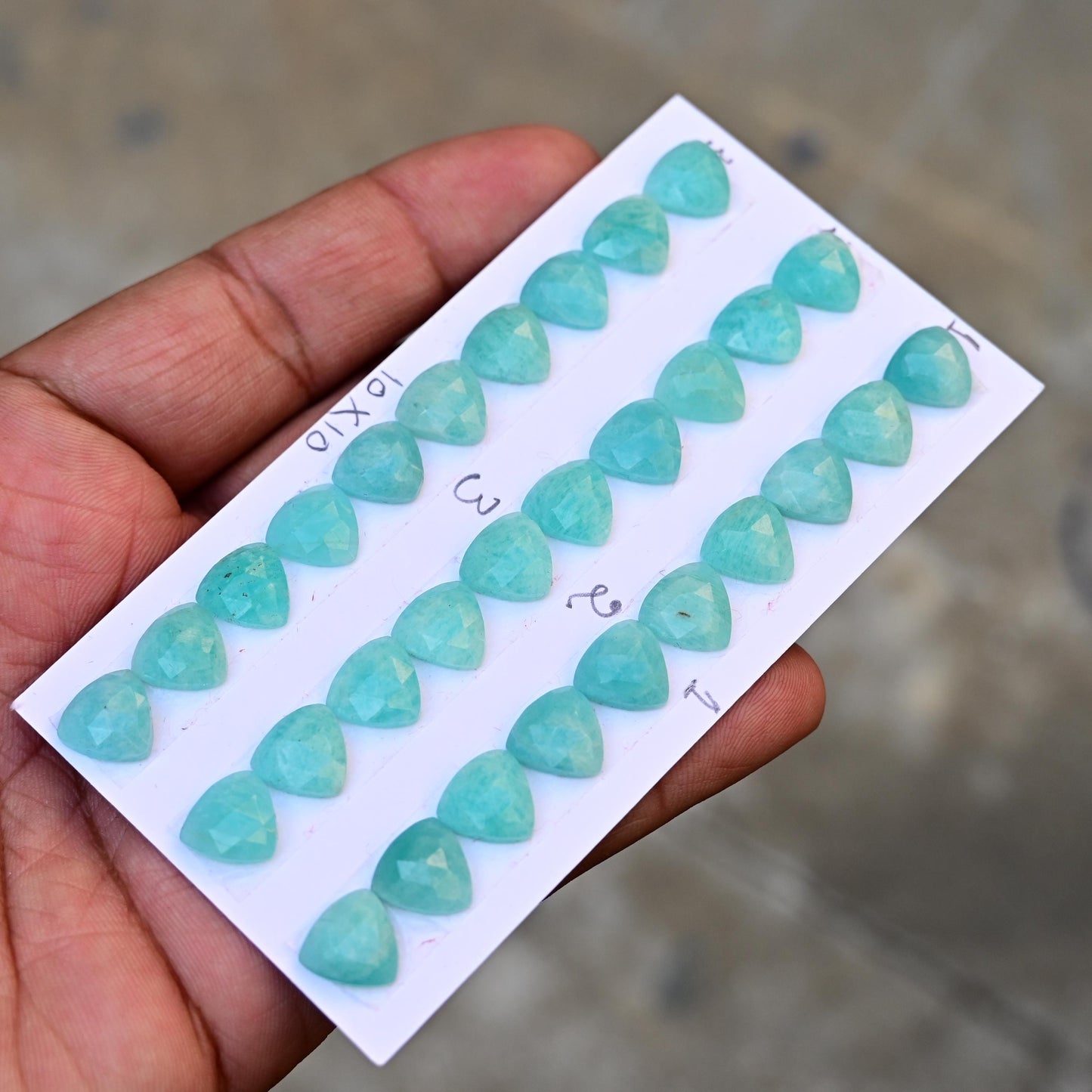 10 pcs Natural Amazonite Rosecut, Top Quality 10x10mm Trillian Calibrated Shape Stone, Amazonite Cabochon Gemstone for Making Jewelry