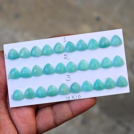 10 pcs Natural Amazonite Rosecut, Top Quality 10x10mm Trillian Calibrated Shape Stone, Amazonite Cabochon Gemstone for Making Jewelry