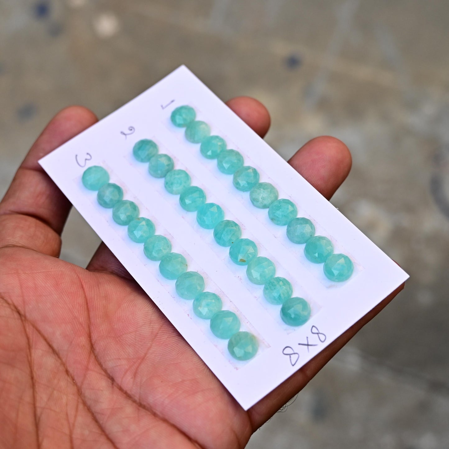 10 pcs Natural Amazonite Rosecut, Top Quality 8x8mm Round Calibrated Shape Stone, Amazonite Cabochon Gemstone for Making Jewelry