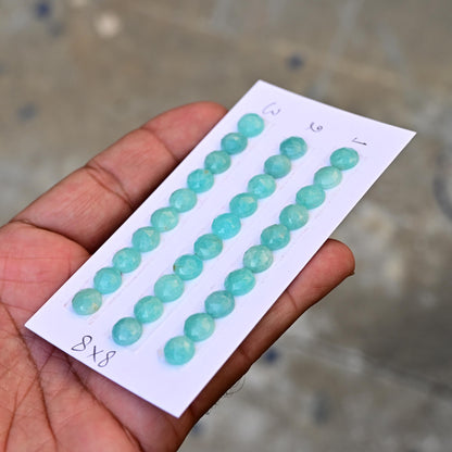 10 pcs Natural Amazonite Rosecut, Top Quality 8x8mm Round Calibrated Shape Stone, Amazonite Cabochon Gemstone for Making Jewelry