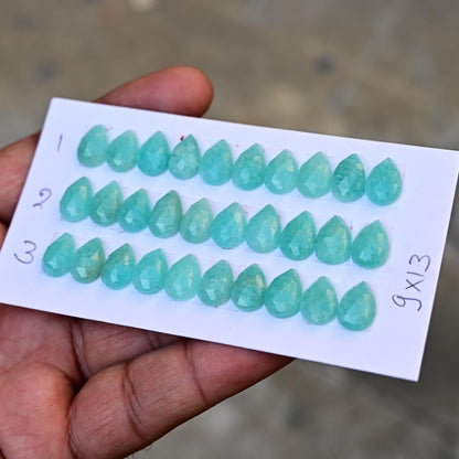 10 pcs Natural Amazonite Rosecut, Top Quality 9x13mm Tear Drop Calibrated Shape Stone, Amazonite Cabochon Gemstone for Making Jewelry