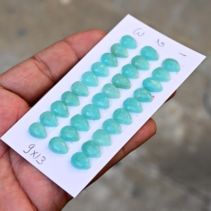 10 pcs Natural Amazonite Rosecut, Top Quality 9x13mm Tear Drop Calibrated Shape Stone, Amazonite Cabochon Gemstone for Making Jewelry