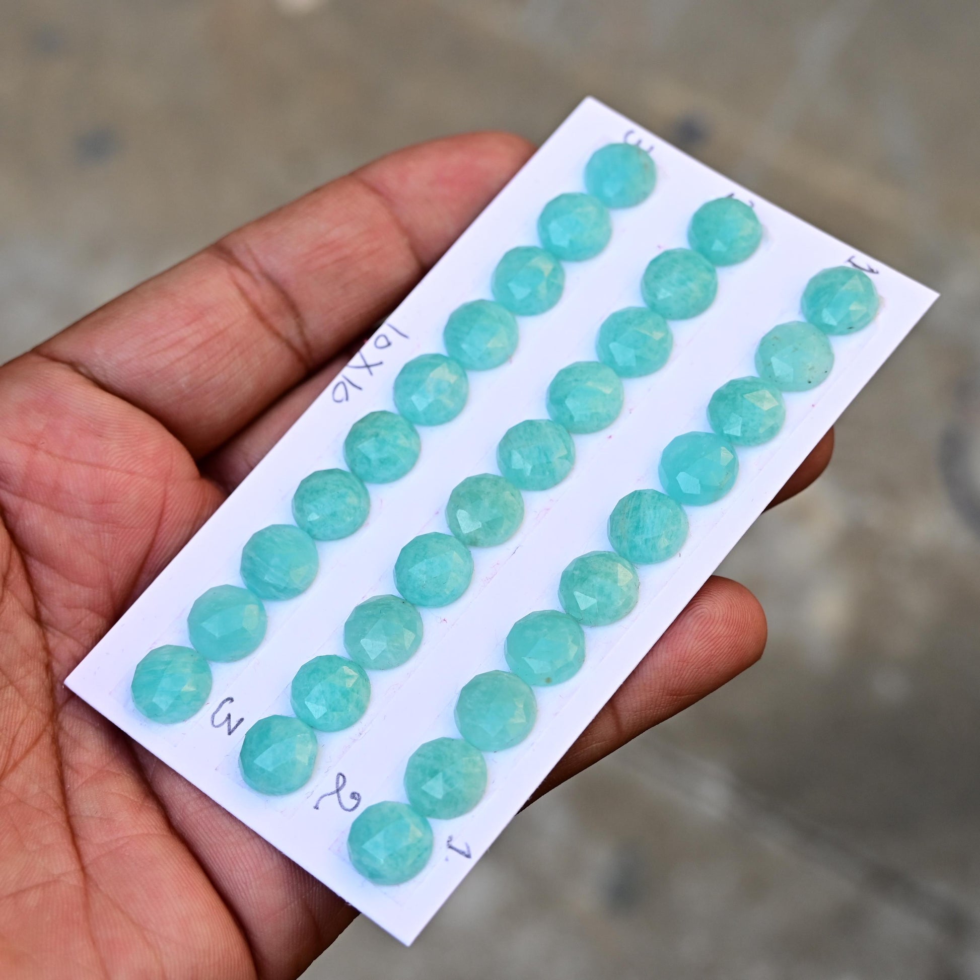 10 pcs Natural Amazonite Rosecut, Top Quality 10x10mm Round Calibrated Shape Stone, Amazonite Cabochon Gemstone for Making Jewelry