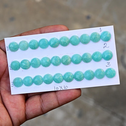 10 pcs Natural Amazonite Rosecut, Top Quality 10x10mm Round Calibrated Shape Stone, Amazonite Cabochon Gemstone for Making Jewelry