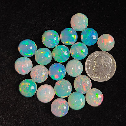 1pc Natural Top 10mm Ethiopian Welo Opal Round Shape Cabochon Loose Gemstone For Ring and Jewelry Making