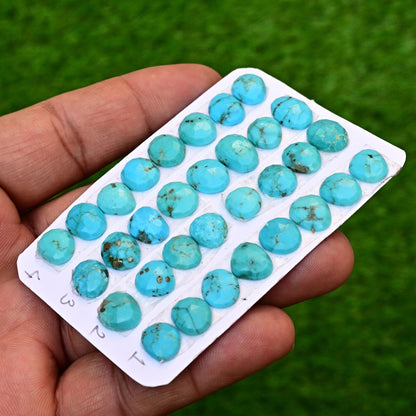 8 pcs Calibrated Natural Kingman Turquoise Smooth Cabochon 8mm - 12mm Free Form Shape Loose Cabochon For Making Jewelry, Pendant and Ring