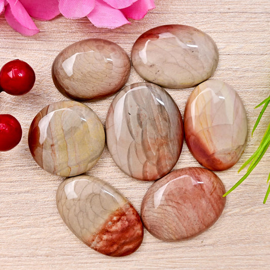 1x Natural Willow Creek Jasper Smooth Cabochon Rare Crystal - Polished Gemstone 22mm - 36mm Mix Shape Flat Back Gemstone for making jewelry