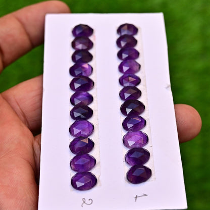 11 pcs Amethyst Rosecut, Handmade Amethyst Cabochon, 8mm - 11mm Amethyst Rosecut Cabochon, Calibrated Flat Back Amethyst