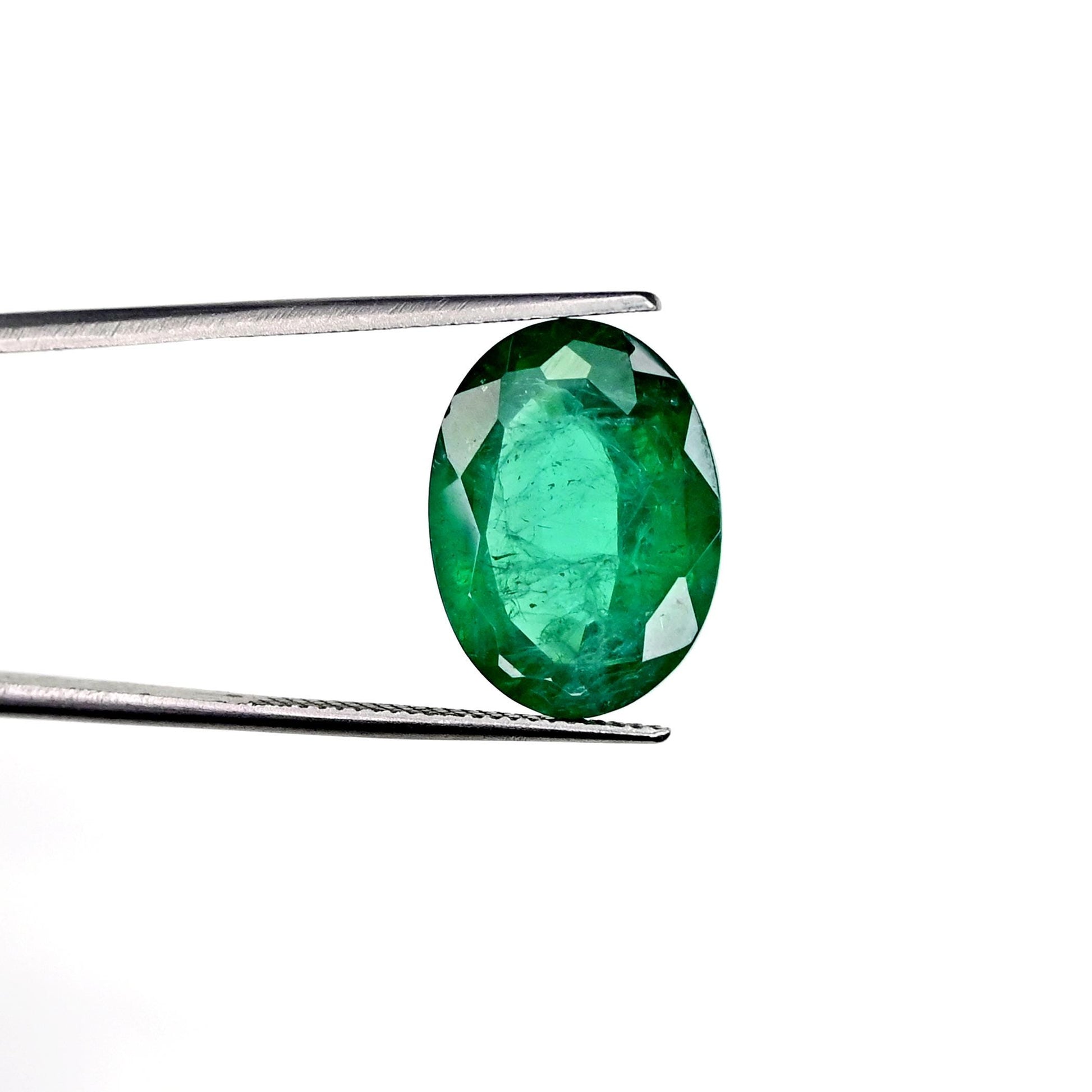 9.5cts Ravishing Color & Nice Luster Quality Flawless Zambian Lab Grown Emerald Dark Green Faceted 12x16mm Oval Shape Cut For Jewelry Making