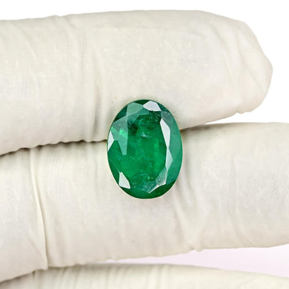 9.4cts Ravishing Color & Nice Luster Quality Flawless Zambian Lab Grown Emerald Dark Green Faceted 12x16mm Oval Shape Cut For Jewelry Making