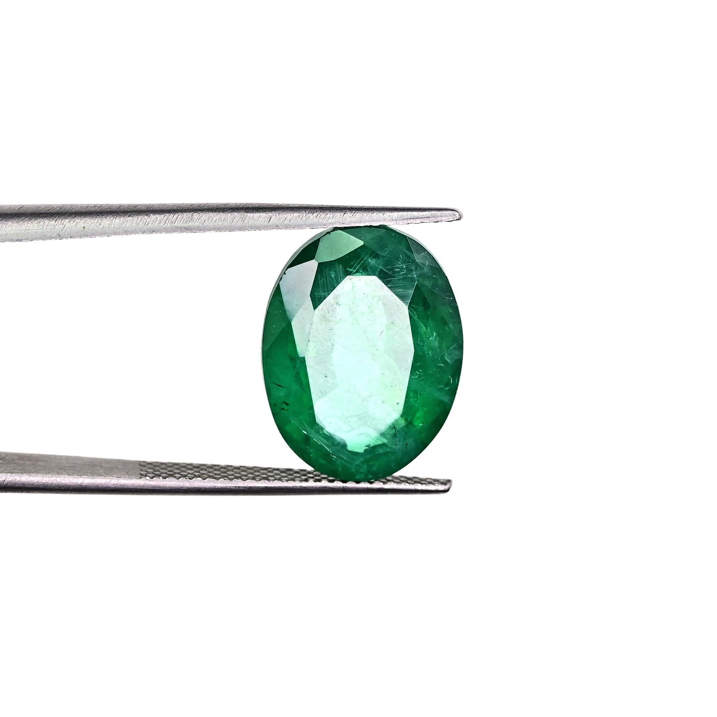 9.4cts Ravishing Color & Nice Luster Quality Flawless Zambian Lab Grown Emerald Dark Green Faceted 12x16mm Oval Shape Cut For Jewelry Making