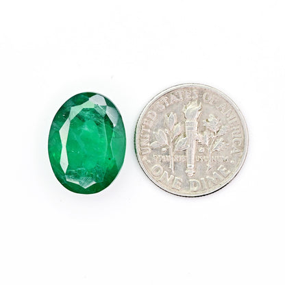 9.4cts Ravishing Color & Nice Luster Quality Flawless Zambian Lab Grown Emerald Dark Green Faceted 12x16mm Oval Shape Cut For Jewelry Making