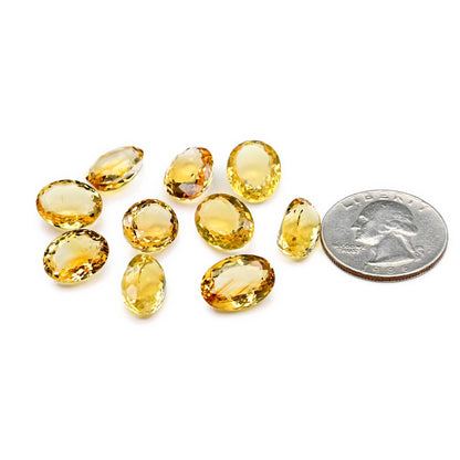 10 pcs Natural Yellow Citrine Gemstone Faceted Cut Oval Shape Emerald Cut Loose Various Sizes Wholesale Lot of Cut For Jewelry Making