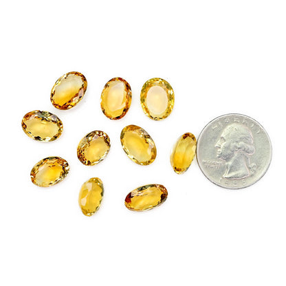 10 pcs Natural Yellow Citrine Gemstone Faceted Cut Oval Shape Emerald Cut Loose Various Sizes Wholesale Lot of Cut For Jewelry Making