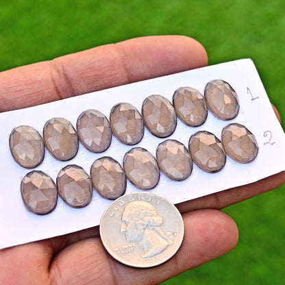 7 Pieces Smoky Quartz Cabochon CALIBRATED, Quartz Loose Stone, 10x14mm Oval Shape Smoky Quartz Lot, Semi Precious Gemstone Cabochon