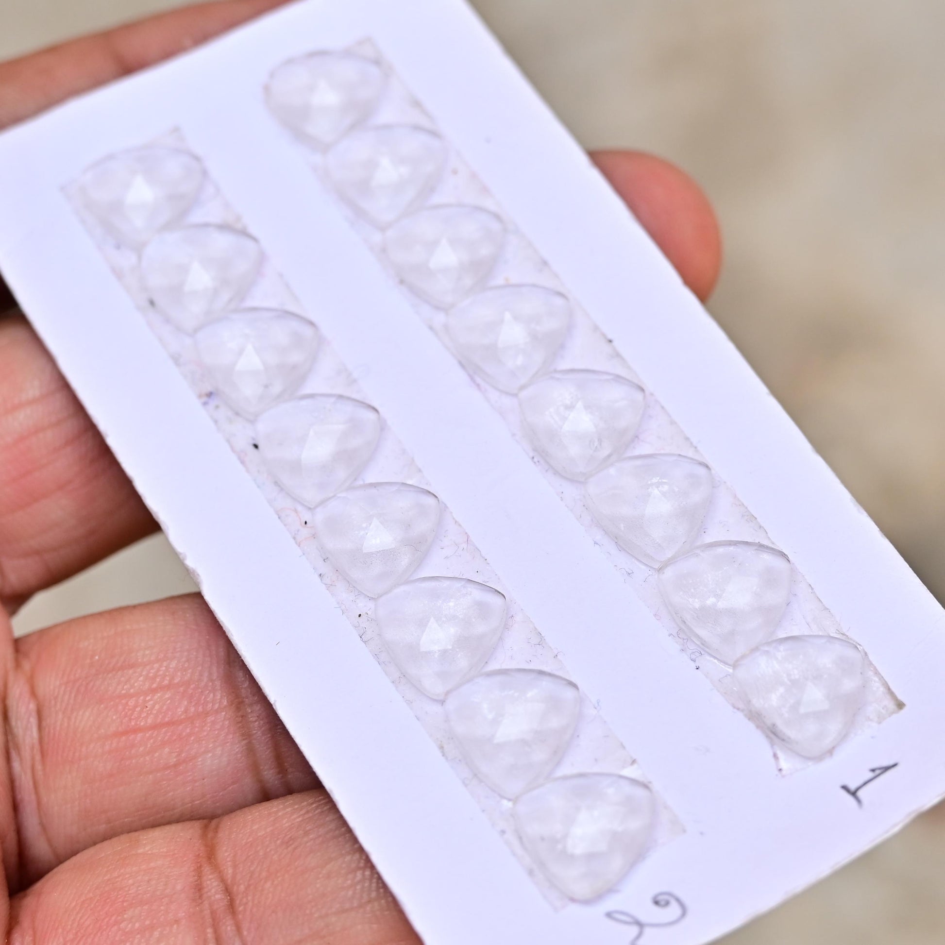 8 Pieces 10x10mm Crystal Quartz Cabochon CALIBRATED, Quartz Loose Stone, Trillian Shape Quartz Lot, Semi Precious Gemstone Cabochon