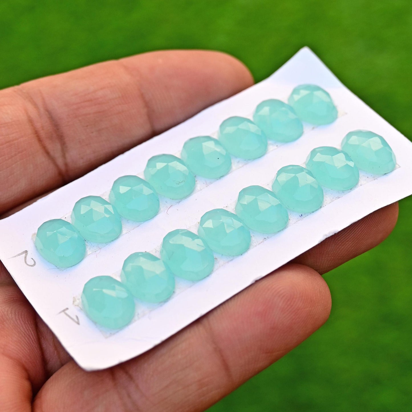 8 Pieces 8x12mm Aqua Chalcedony Cabochon CALIBRATED, Chalcedony Loose Stone, Oval Chalcedony Lot, Semi Precious Gemstone Cabochon