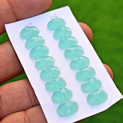 8 Pieces 8x12mm Aqua Chalcedony Cabochon CALIBRATED, Chalcedony Loose Stone, Oval Chalcedony Lot, Semi Precious Gemstone Cabochon