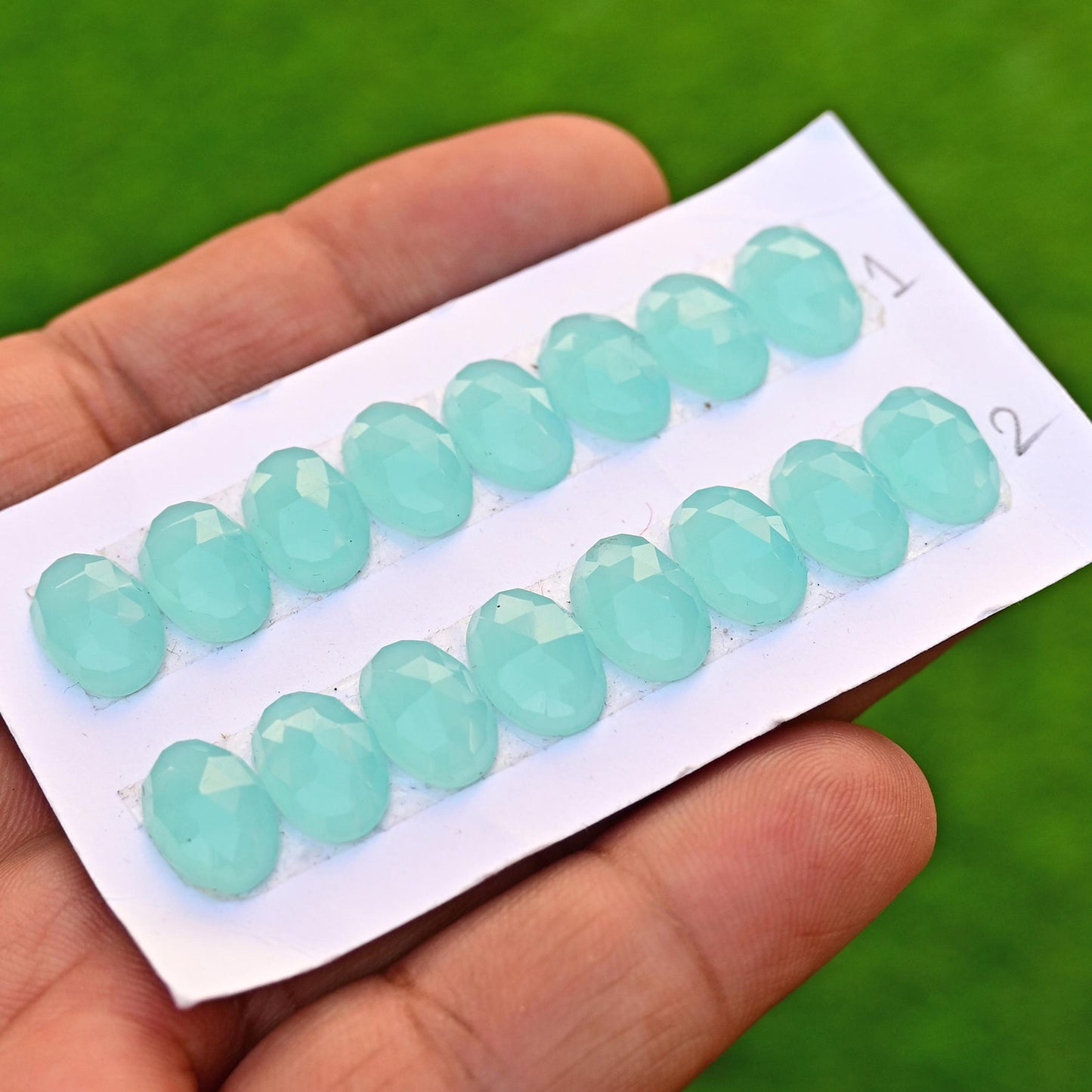 8 Pieces 8x12mm Aqua Chalcedony Cabochon CALIBRATED, Chalcedony Loose Stone, Oval Chalcedony Lot, Semi Precious Gemstone Cabochon