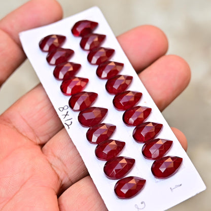 10 Pieces 8x12mm Red Quartz Cabochon CALIBRATED, Quartz Loose Stone, Oval Shape Quartz Lot, Semi Precious Gemstone Cabochon