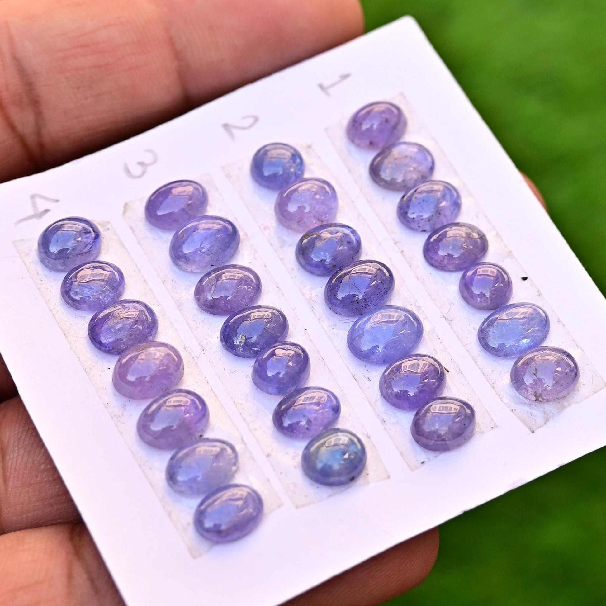 7 pieces Tanzanite Smooth Cabochons 6mm - 9mm Lot, 24 Carats Tanzanite Faceted Cabs Wholesale Lot