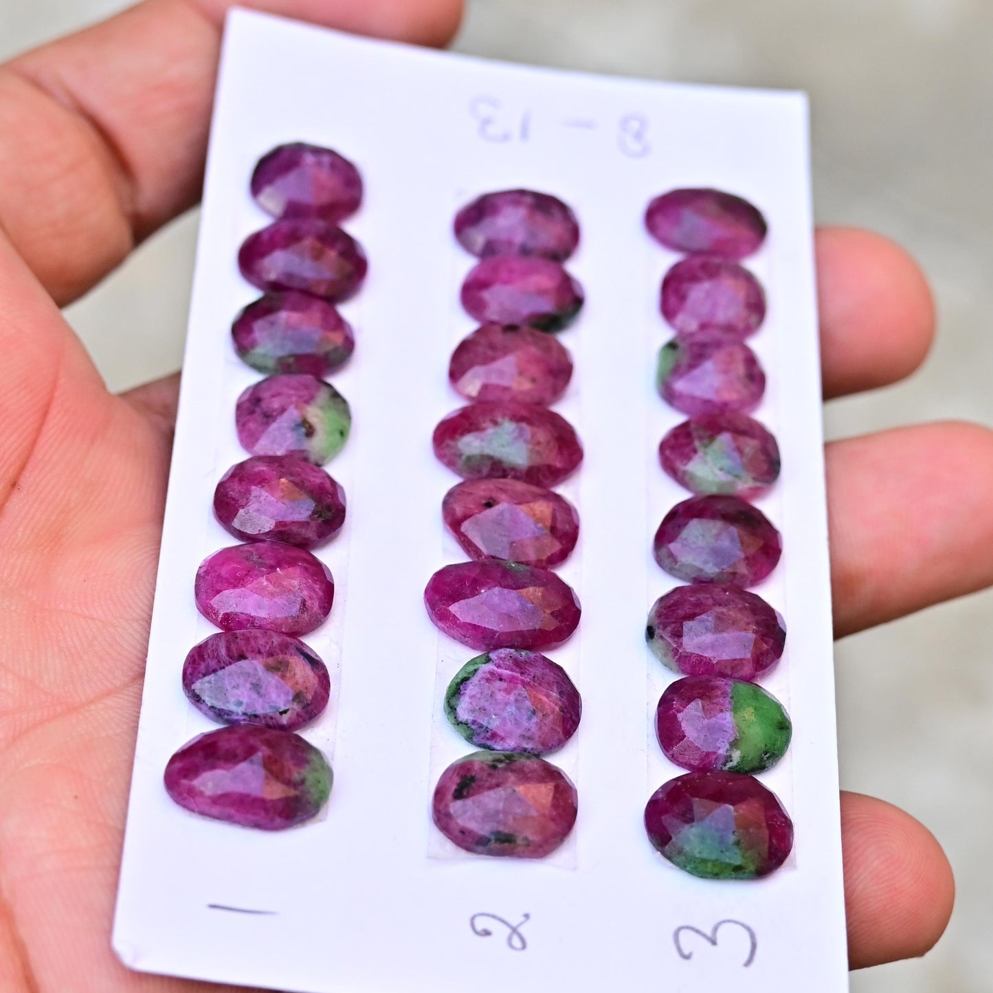 8 Pieces 8mm - 13mm Ruby Zoisite Rosecut Cabochon Faceted, Ruby Loose Stone, Free Form Shape Cabochon Lot, Semi Precious Gemstone Cabochon