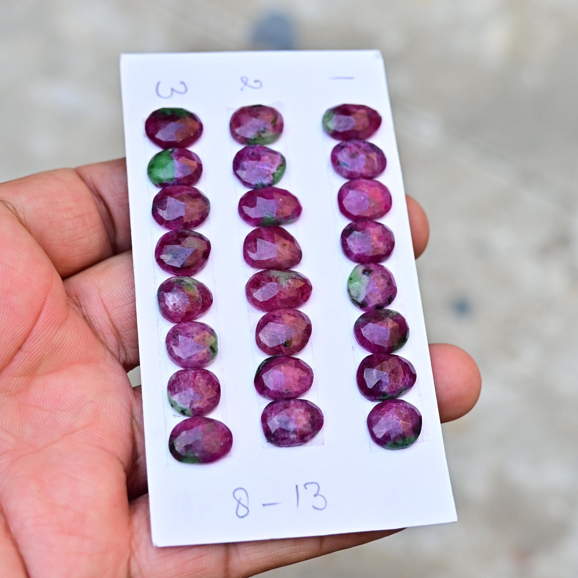 8 Pieces 8mm - 13mm Ruby Zoisite Rosecut Cabochon Faceted, Ruby Loose Stone, Free Form Shape Cabochon Lot, Semi Precious Gemstone Cabochon