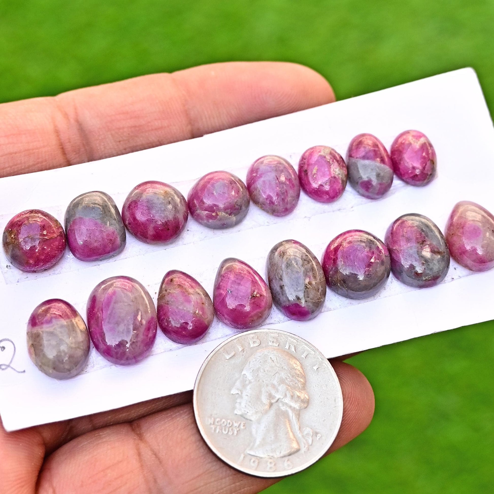 8 pieces Ruby in Quartz Smooth Cabochon 8mm - 15mm Free Form Shape Faceted Flat Back Super Fine Quality Cabochon for making jewelry