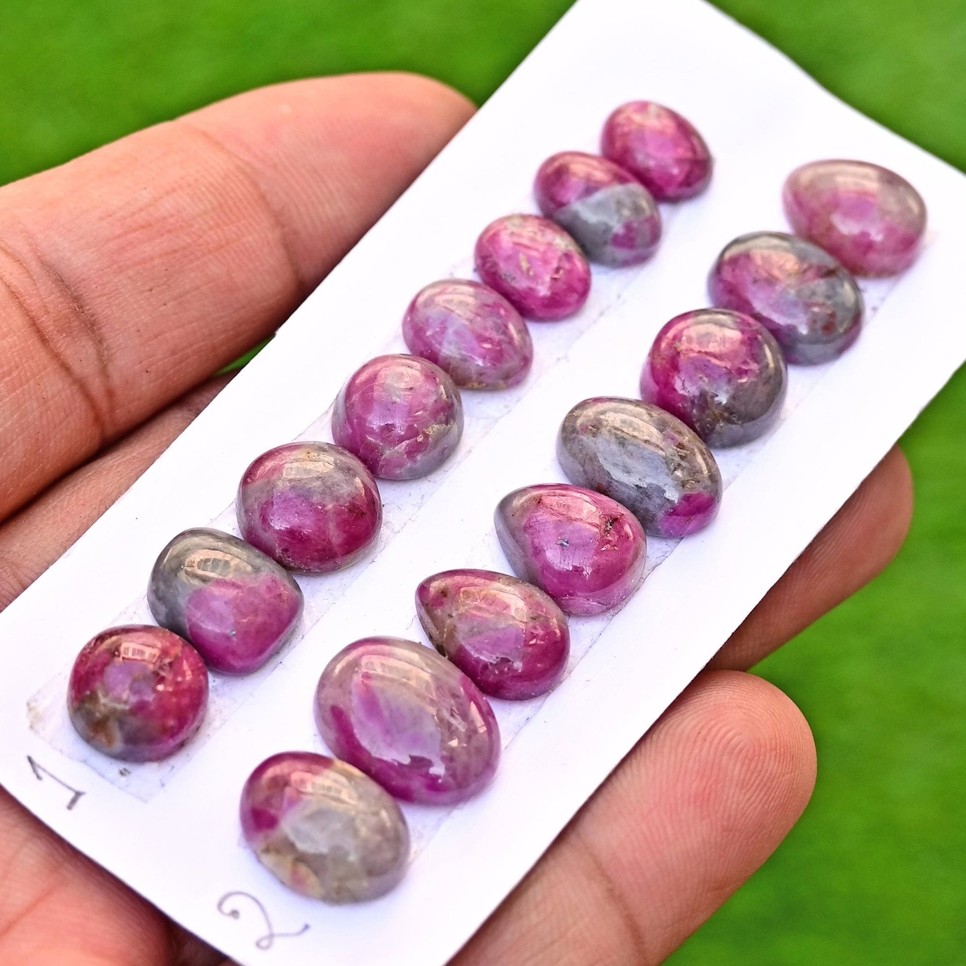 8 pieces Ruby in Quartz Smooth Cabochon 8mm - 15mm Free Form Shape Faceted Flat Back Super Fine Quality Cabochon for making jewelry