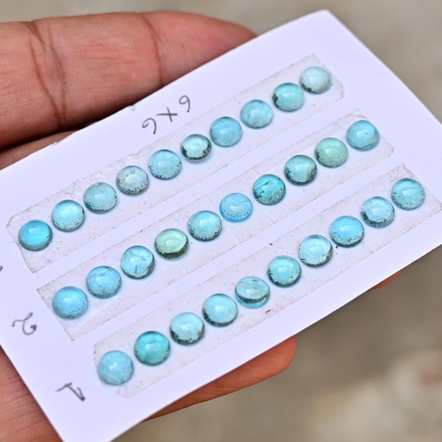 10 Pieces 6x6mm Paraiba Apatite Cabochon CALIBRATED, Apatite Loose Stone, Round Shape Sky Apatite Lot, Semi Precious Gemstone Cabochon