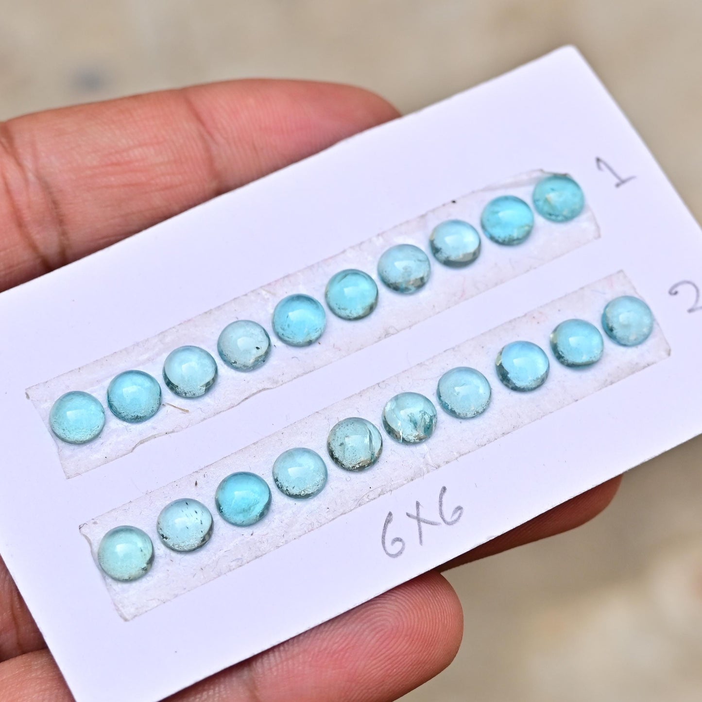 10 Pieces 6x6mm Paraiba Apatite Cabochon CALIBRATED, Apatite Loose Stone, Round Shape Sky Apatite Lot, Semi Precious Gemstone Cabochon