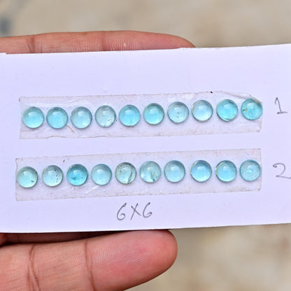 10 Pieces 6x6mm Paraiba Apatite Cabochon CALIBRATED, Apatite Loose Stone, Round Shape Sky Apatite Lot, Semi Precious Gemstone Cabochon