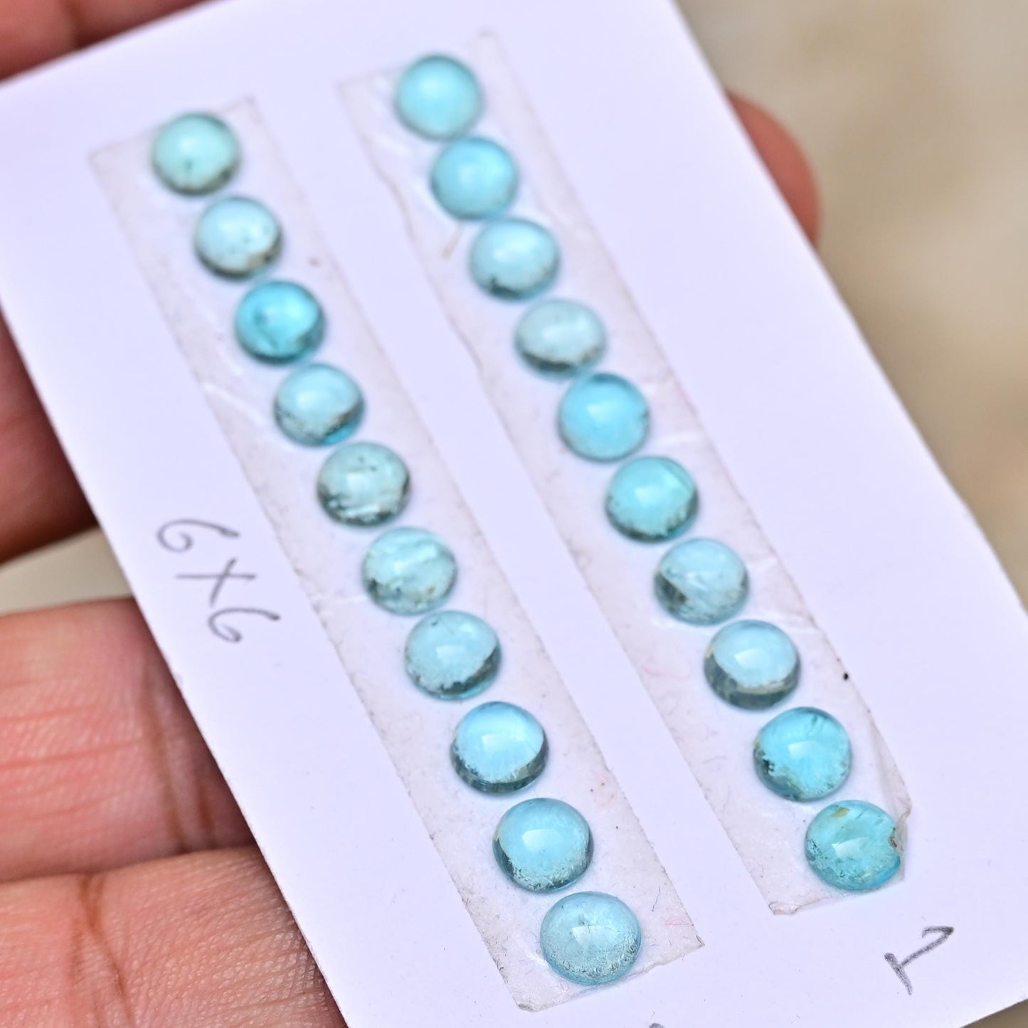 10 Pieces 6x6mm Paraiba Apatite Cabochon CALIBRATED, Apatite Loose Stone, Round Shape Sky Apatite Lot, Semi Precious Gemstone Cabochon