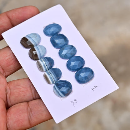 5 pieces Natural Blue Opal Rosecut Cabochon 12x16mm - 13x17mm Top Quality Flat Back Free Form Shape Wholesale Whole Lot For Jewelry Making