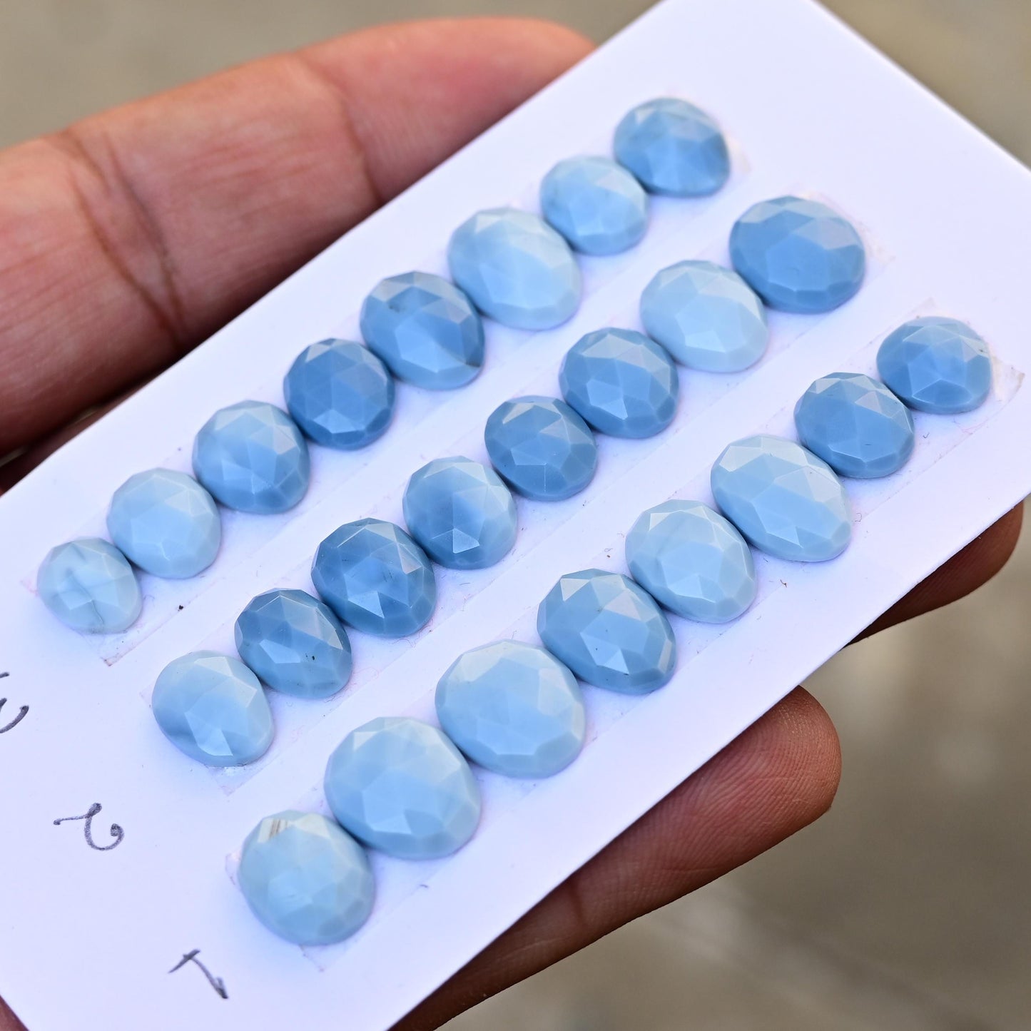 8 pieces Natural Blue Opal Rosecut Cabochon 7x9mm - 9x13mm Top Quality Flat Back Free Form Shape Wholesale Whole Lot For Jewelry Making