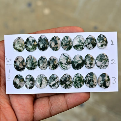 8 pieces Natural Moss Agate Rosecut Cabochon 10mm - 15mm Top Quality Flat Back Free Form Shape Wholesale Whole Lot For Jewelry Making