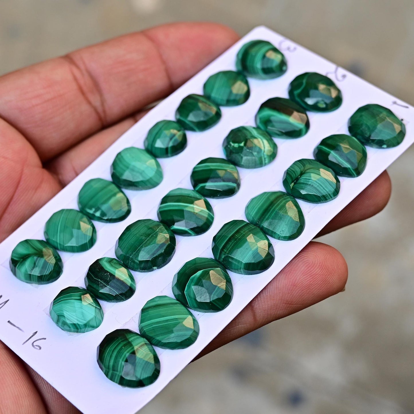 8 pieces Natural Malachite Rosecut Cabochon 11mm - 16mm Top Quality Flat Back Free Form Shape Wholesale Whole Lot For Jewelry Making