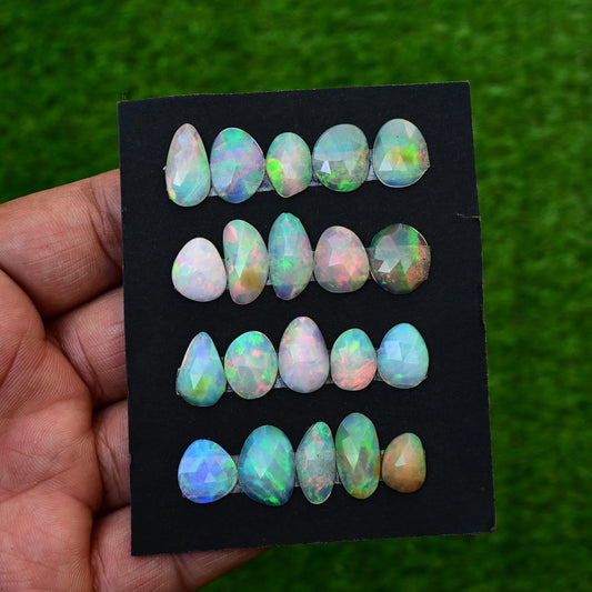 5 pcs Natural Top Ethiopian Welo Opal Rosecut Cabochon 12-17mm Small Cabochon Mix Shape Cabochon Loose Gemstone For Ring and Jewelry Making