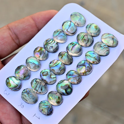 8 pcs Natural Abalone Shell Doublet with Himalayan Crystal Quartz Rosecut 10mm - 16mm Mother of Pearl Paua Shell Oval Shape Lot for Jewelry