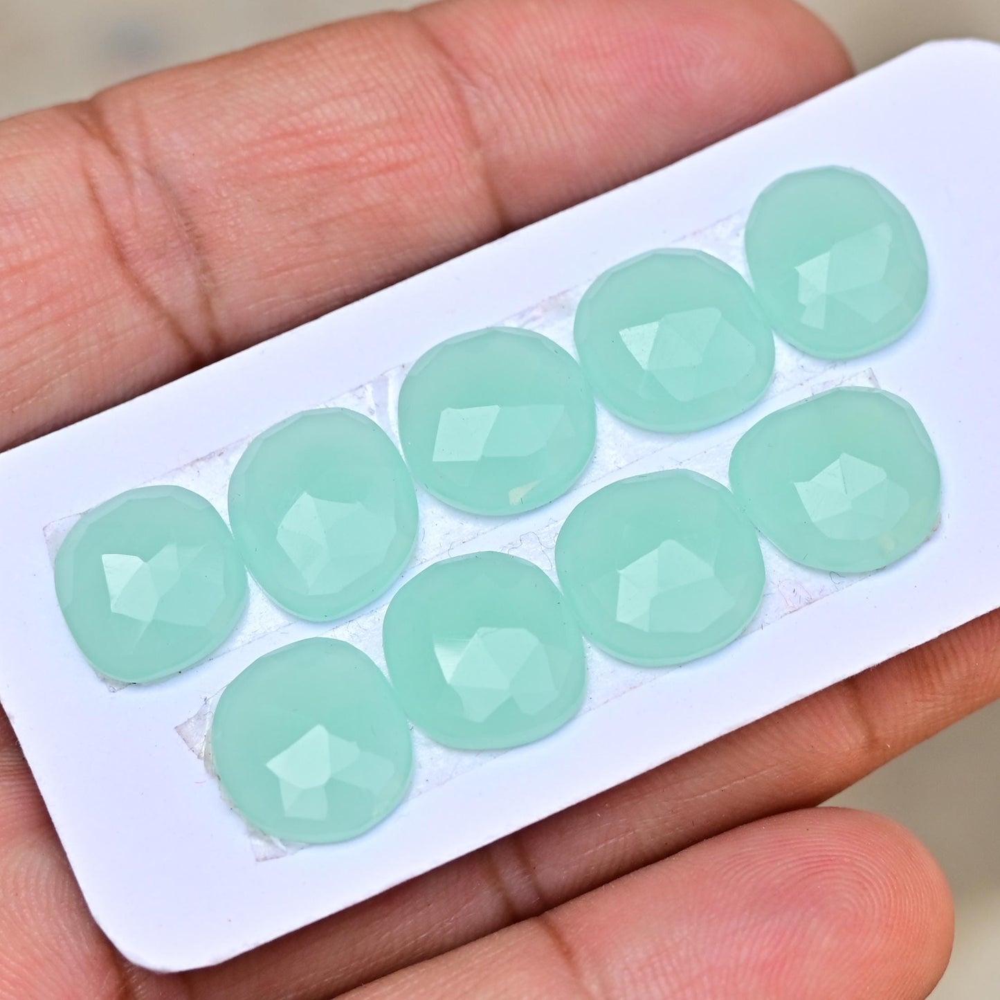 Peru Chalcedony RoseCut 10mm - 13mm Free Form Shape Flat Back Whole Card Super Fine Quality Rosecut, Chalcedony Cabochon for making ring