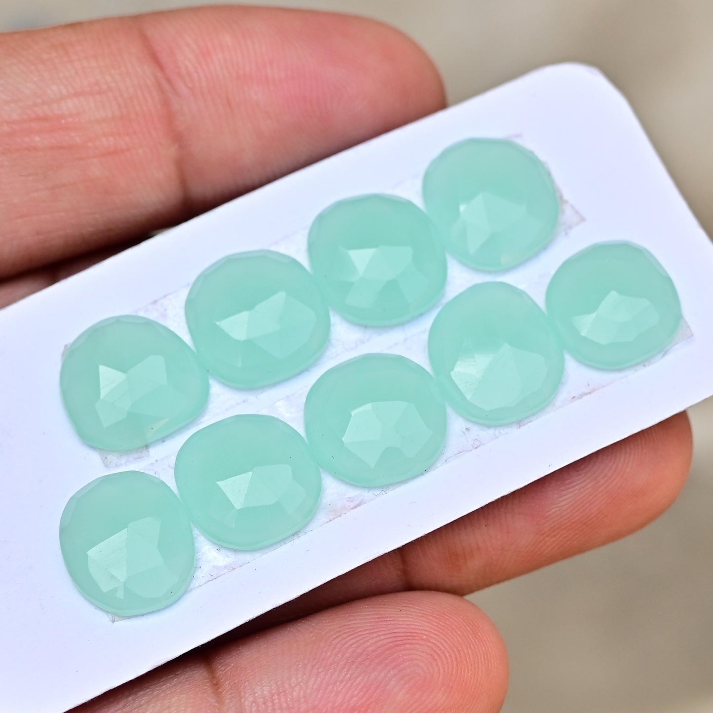 Peru Chalcedony RoseCut 10mm - 13mm Free Form Shape Flat Back Whole Card Super Fine Quality Rosecut, Chalcedony Cabochon for making ring