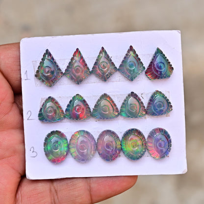 5 pcs Natural Aurora Opal Carving ,Top Quality Rare Aurora Opal Carving Loose Stone, Aurora Opal Carving Gemstone for Making Jewelry