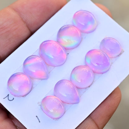 5 pcs Natural Aurora Opal Smooth Cabochon,Top Quality Rare Aurora Opal Cabochon Loose Stone, Aurora Opal Smooth Gemstone for Making Jewelry